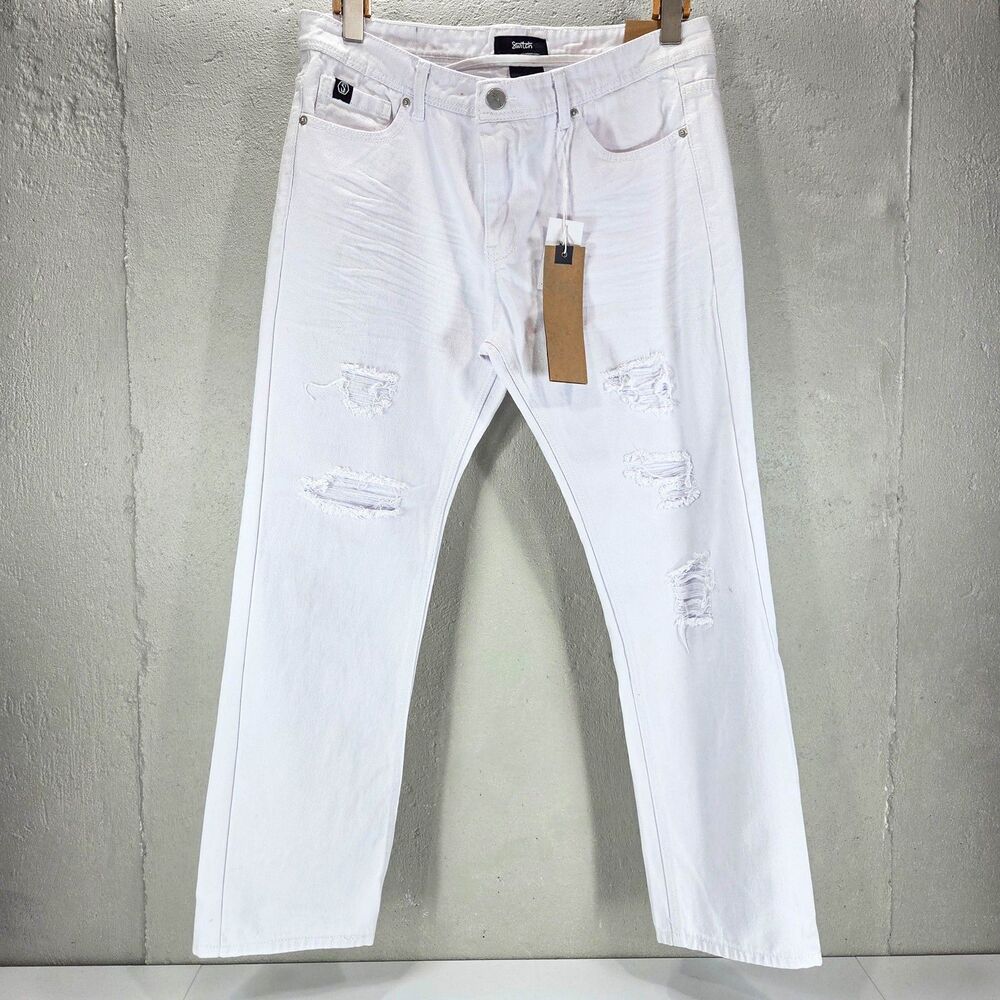 Switch Remarkable White Distressed Denim Jeans NWT Sz 34x30